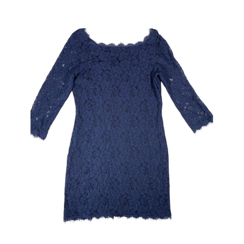 DVF Diane von Furstenberg Zarita Lace Dress in Royal Blue sz 14 Formal Evening - Picture 6 of 16